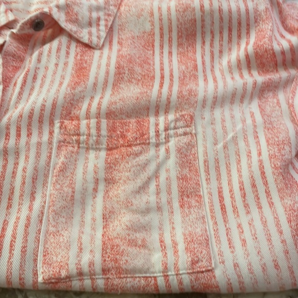 Rock & Republic Peach/Red/White🧡❤️ Stripe Like New Button Up Pocket top szS❤️🧡 - Picture 3 of 12